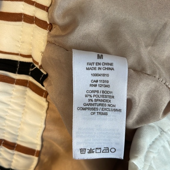 DYNAMITE Striped Pants High Waist Elastic Drawstring Waist Ivory Brown Black M - Picture 7 of 10